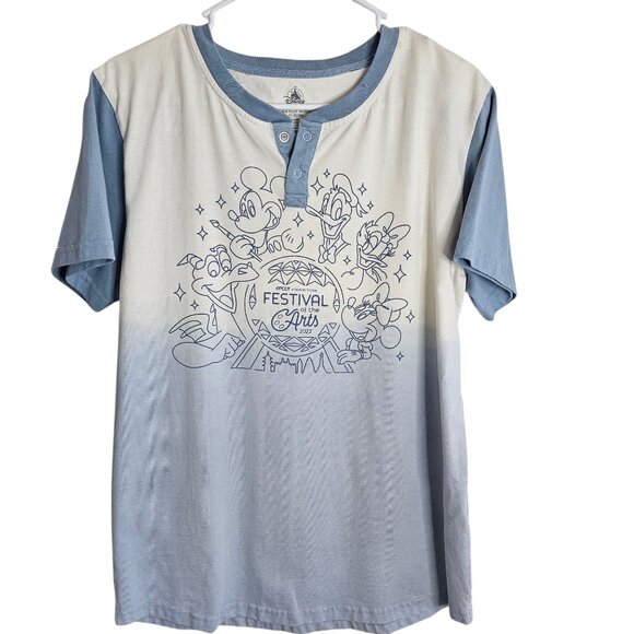 Disney Men's Epcot International Festival of Arts 2022 Blue and Cream T Shirt - Picture 1 of 5
